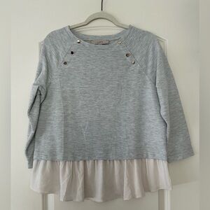LOFT Gray with Cream Top